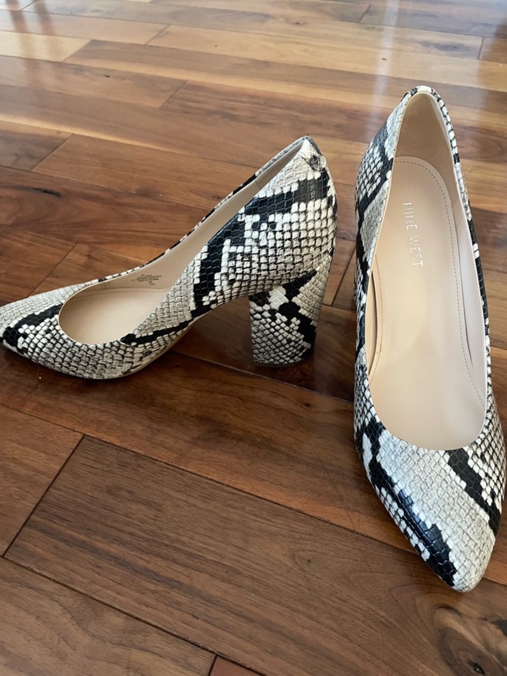 Nine West Snake-Print Pointed Block Heel Pumps - Picture 5 of 7